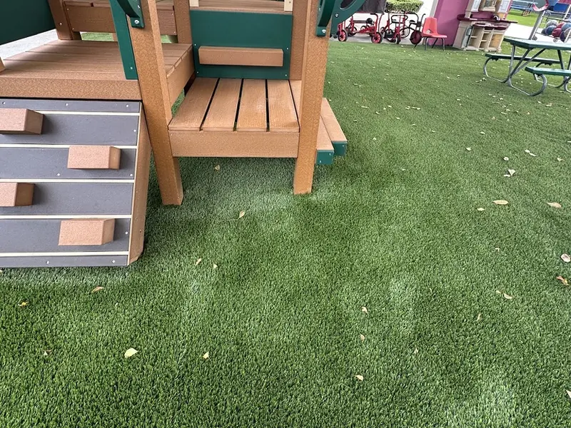 Close-up of playground turf at a Doral daycare