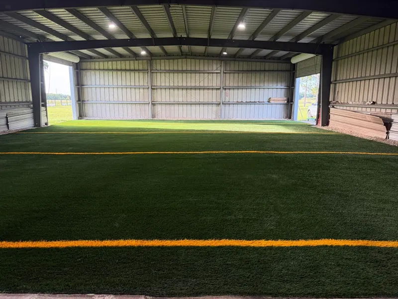 Full turf floor inside a covered indoor soccer and training facility