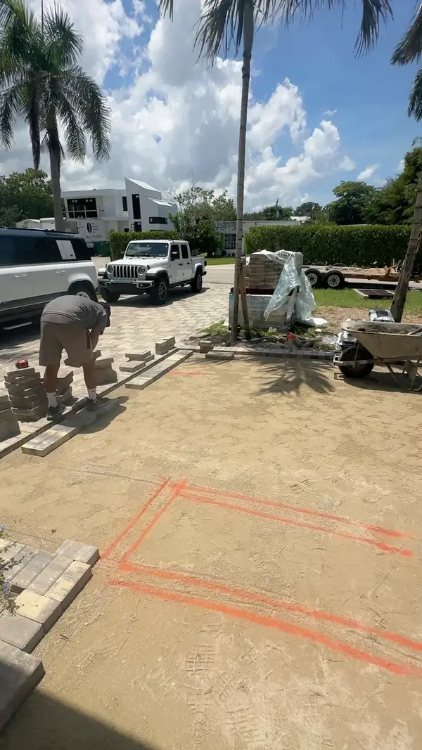 Paver driveway installation in Naples, FL by Creative Grounds