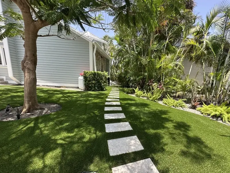 Artificial grass with stepping stone path on Siesta Key, Sarasota